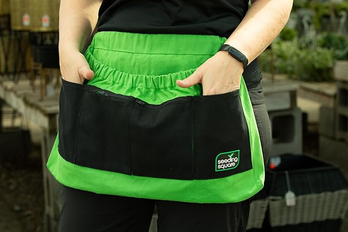 Seeding Square Harvest Apron Hands-Free Gardening Apron for Fruits, Vegetables, Tools – Adjustable, Durable, Washable