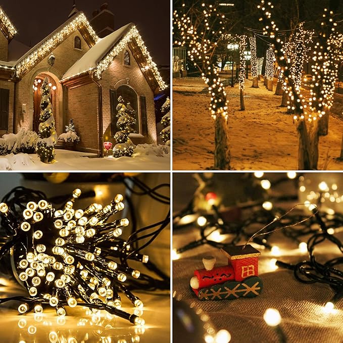 Solar String Lights for Outside, 2 Pack 240 Led Solar Christmas Lights Outdoor Waterproof 82ft Solar Fairy Lights 8 Lighting Mode Solar String Lights Idea for Garden,Courtyards,Trees(Warm White)