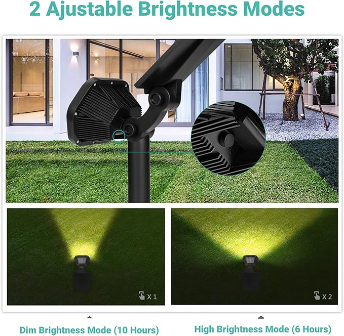 Nekteck Solar Lights Outdoor,10 LED Landscape Spotlights Powered Wall Lights 2-in-1 Wireless Adjustable Security Decoration Lighting for Yard Garden Walkway Porch Pool Driveway (6 Pack, Warm White)