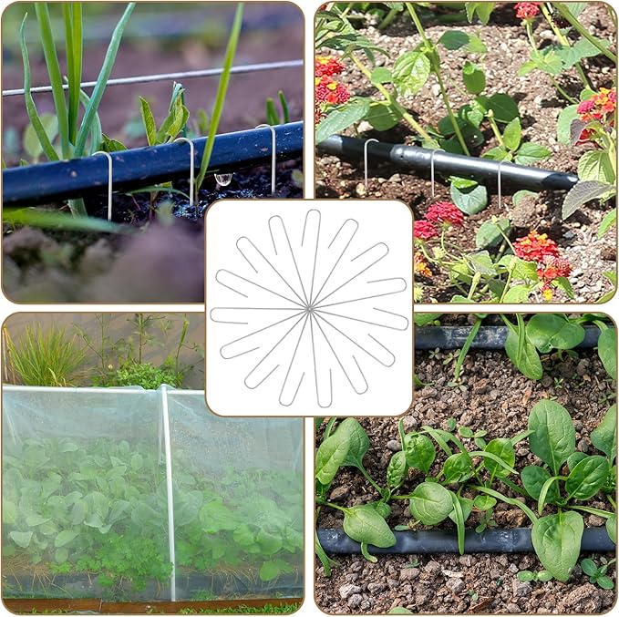 110/200pcs Irrigation Drip Tubing Landscape Staples J Shape Lawn Stakes 5 inch Length Drip Anchors Landscape Pins for Drip Tubing (200)