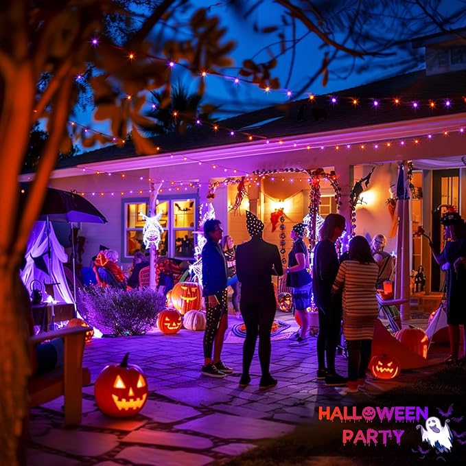 JMEXSUSS 500 LED Orange and Purple Halloween Lights, 173ft Halloween String Lights Outdoor Waterproof, 8 Modes Christmas Tree Light Plug in for Party House Indoor Decor