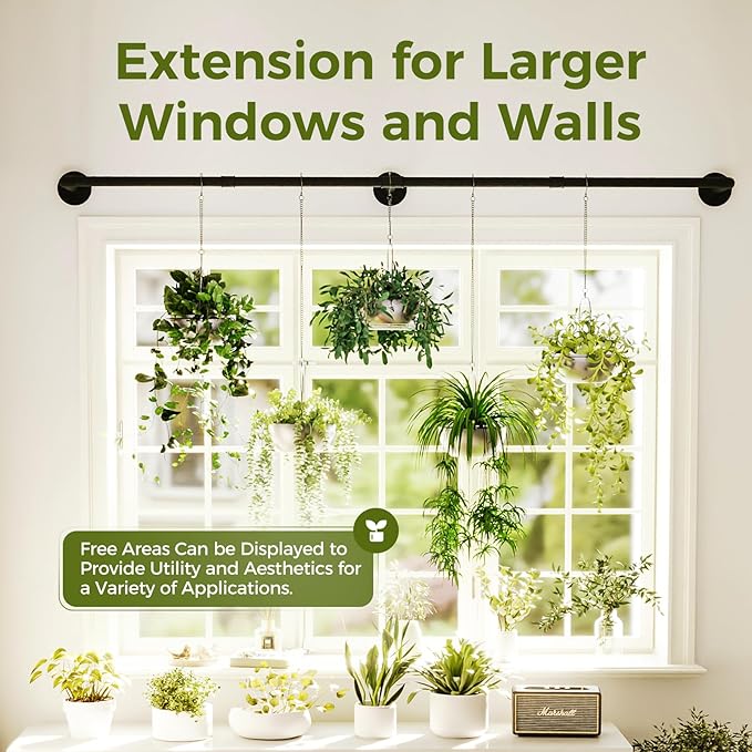 Bamworld Hanging Planters for Indoor Plants Plant Hanger Indoor Hanging Plant Holder Window Plant Shelves Metal Rod(Pot&Plant Not Included) 70in