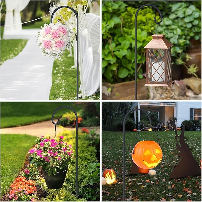 FEED GARDEN Adjustable 32 Inch Small Shepherd Hooks for Outdoor, Garden Hooks for Lanterns, Shepard Hooks for Hanging Plants, Bird Feeders, Solar Lights, Mason Jars, Weddings Decor,2 Pack