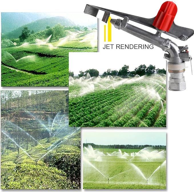 1.5" Agriculture Farm Irrigation Sprinkler Lawn Sprinkler Irrigation Spray Gun Large-Area Watering Spray 360° Rotary Farm Lawn Garden Irrigation, Pack of 2