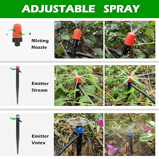 240FT Drip Irrigation System Kit, Automatic Garden Watering Misting System for Greenhouse, Yard, Lawn, Plant with 1/2 inch Hose 1/4 inch Distribution Tubing and Accessories