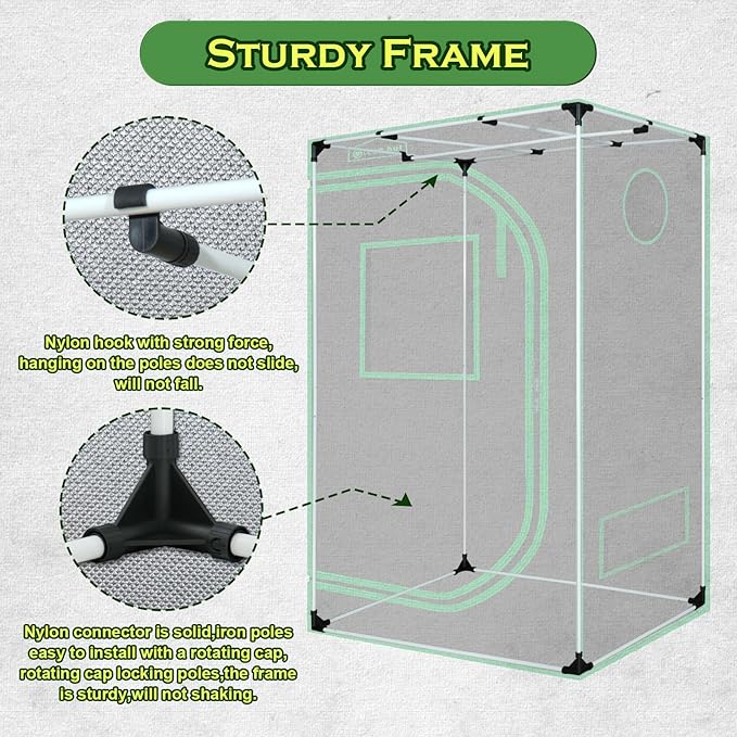 24"x36"x60"Grow Tent for Plants Mylar Hydroponic Grow Tents Indoor Grow Room for Plant Fruit Flower Veg with Removable Waterproof Floor Tray