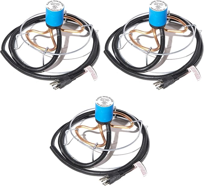 Farm Innovators H-439 1000 Watt Cast Aluminum Submergible Water Tank Deicers with Chew Proof Cords and Self Regulating Thermostats, Silver (3 Pack)