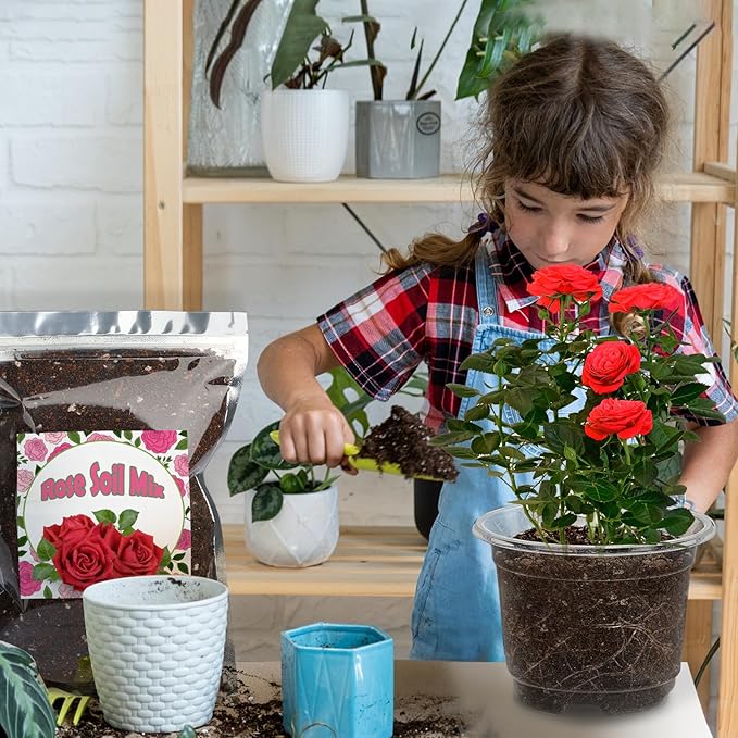 Organic Rose Soil Mix, Indoor Plants Potting Mix for All Potted Rose, Grow Healthy houseplants Indoors