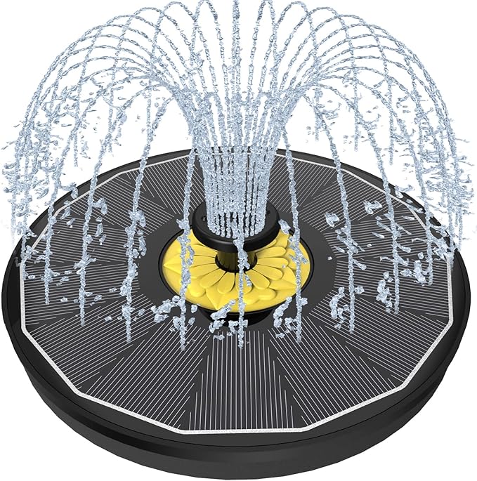 Solar Bird Bath Fountains,3.5W Glass Panel Solar Fountain Pump for Bird Bath No Battery,Solar Water Fountain Outdoor With 4 Fixed Pipes 7 Nozzles(Black)