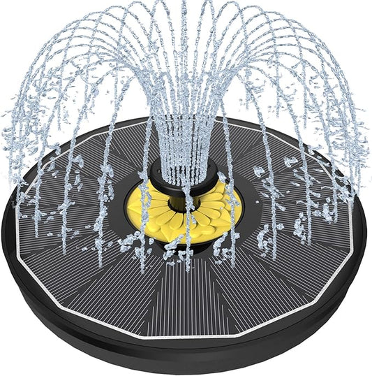 Solar Bird Bath Fountains,3.5W Glass Panel Solar Fountain Pump for Bird Bath No Battery,Solar Water Fountain Outdoor With 4 Fixed Pipes 7 Nozzles(Black)