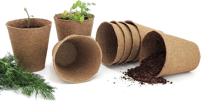 Daniel's Plants 4" Naked Pots | Large Natural Plantable Seed Starter Pots | OMRI-Listed Biodegradable Pots for Seedlings | Enhanced Aeration | Earth Freindly - Peat Free | 30 Pack 4 Inch Round