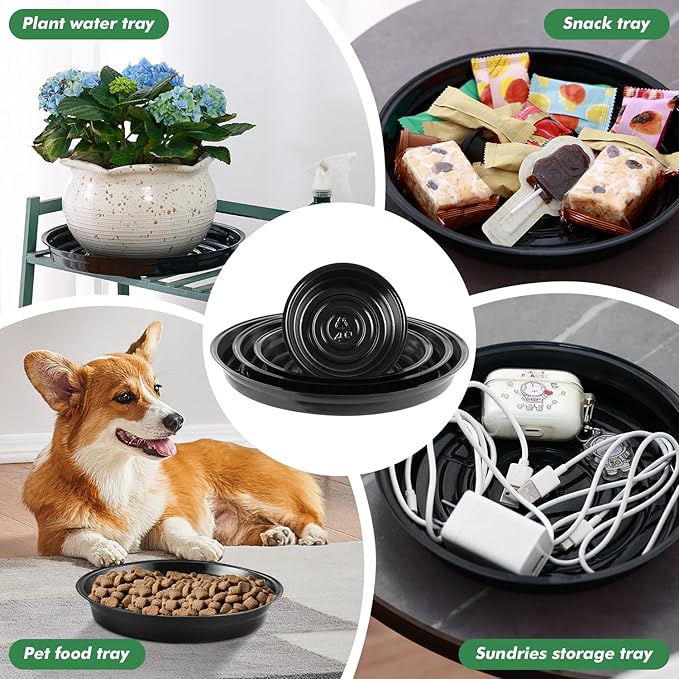 40 Pack 4 Inch Plant Saucer, Black Plant Saucers for Indoors No Holes, Plastic Plant Saucer for Plant Pots Plant Water Catcher Tray, Small Flower Pot Saucers Bulk Plant Drip Trays for Potted Plants