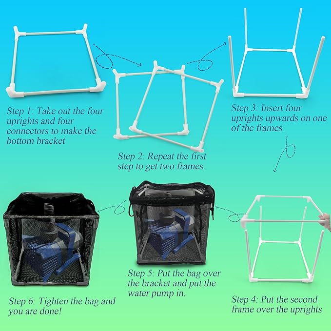 10 inch Large Pond Pump Filter Upgraded 2.0, Extended Anti-Clogging Outdoor Mesh Water Pump Cover Barrier Box, Nylon Mesh Bag+Brackets, Outdoor Pond Filters for Pond, Koi Pond and Pool