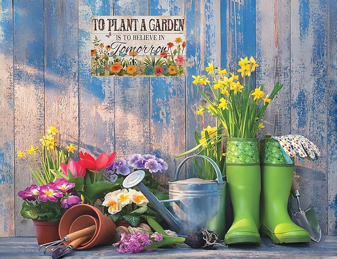 Bestylez Gardening Gifts Vintage Gardening Tin Sign To Plant A Garden is To Believe Tomorrow Sign for Home Garden Greenhouse Living Room Bedroom Outdoor Decor 8X12 Inch (3366)