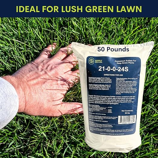 21-0-0-24S Ammonium Sulfate for Deep Green Plants - Soil Acidifier for Blueberry Blooms, Azalea and Magnolia Tree Fertilizer - Sulfur for Plants Nitrogen Fertilizer (50 Pounds)