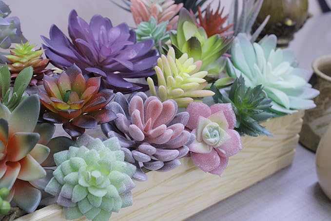 DECOROUS Fake Succulents Unpotted - 20 Pack - Realistic Succulent Plants Artificial - Large Faux Succulent Bulk DIY Home Decor - Fake Plant Cactus Greenery - Premium Mini Artificial Succulent Flowers