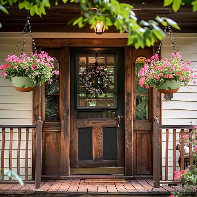 10 Inch Hanging Planters for Indoor Plants,Set of 2 Hanging Pots for Plants with Self-Watering, Outdoor Hanging Plant Pot with Drainage and 2 Kinds of Hanging Baskets Hangers for Home Decor and Garden