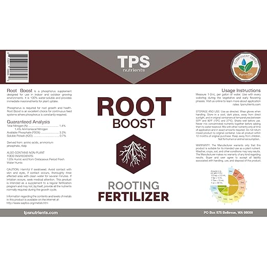 TPS NUTRIENTS Root Boost Advanced Rooting Formula for Living Soil and White Roots, Plus Microbes 1/2 Pint (8 oz)
