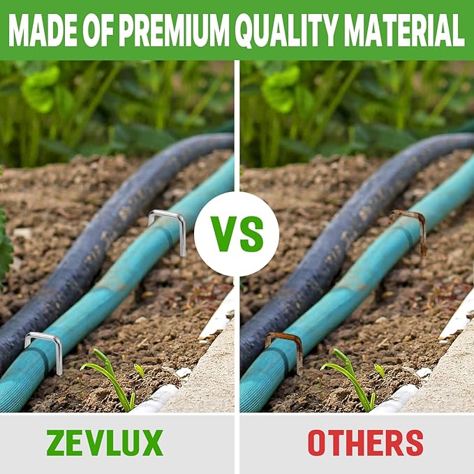 5 Inch Landscape Staples Galvanized Garden Stakes, Heavy Duty Garden Pins for Fences, Lawns, Weed Barriers and Landscape Fabrics, Irrigation Hose,Yard Lawn, Landscape Fabric. (5 inch, 100)