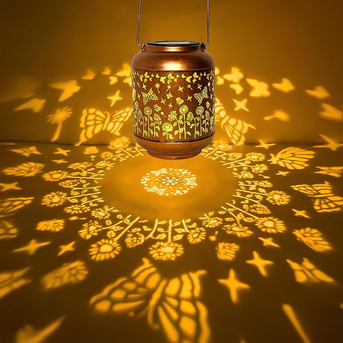 Solar Lanterns Outdoor, Waterproof Hanging Solar Lantern Garden Decor, Solar Lights for Backyard Porch Patio Table Yard Balcony Lawn Pathway, Butterfly Gifts for Women Grandma Mom