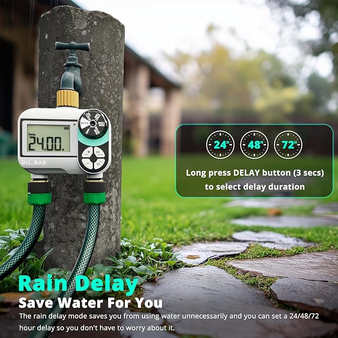 2 Zone Sprinkler Timer, Programmable Hose Timer with Brass Inlet & Outlet, Water Timer for Garden Hose with Rain Delay/Manual Watering/Automatic Irrigation Controller System for Yard, Lawn