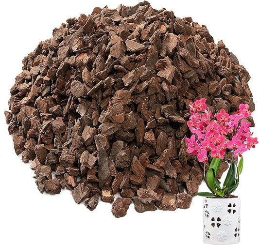 5 Quarts Orchid Potting Bark, Sun-Dried New Zealand Medium Organic Pine Wood Chip Barks for Orchids Plant Compost Soil, Natural Houseplant Mulch for Plant Development