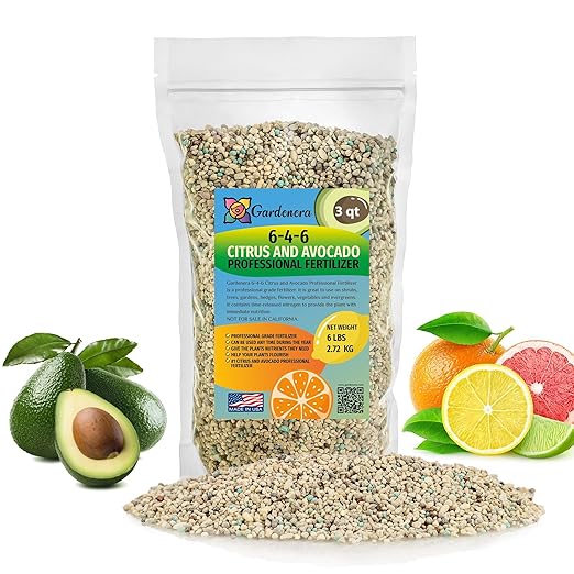 Premium Citrus and Avocado Fertilizer (6-4-6) by Gardenera - Enhance The Health and Flavor of Your Citrus and Avocado Fruits - 3 QUARTS