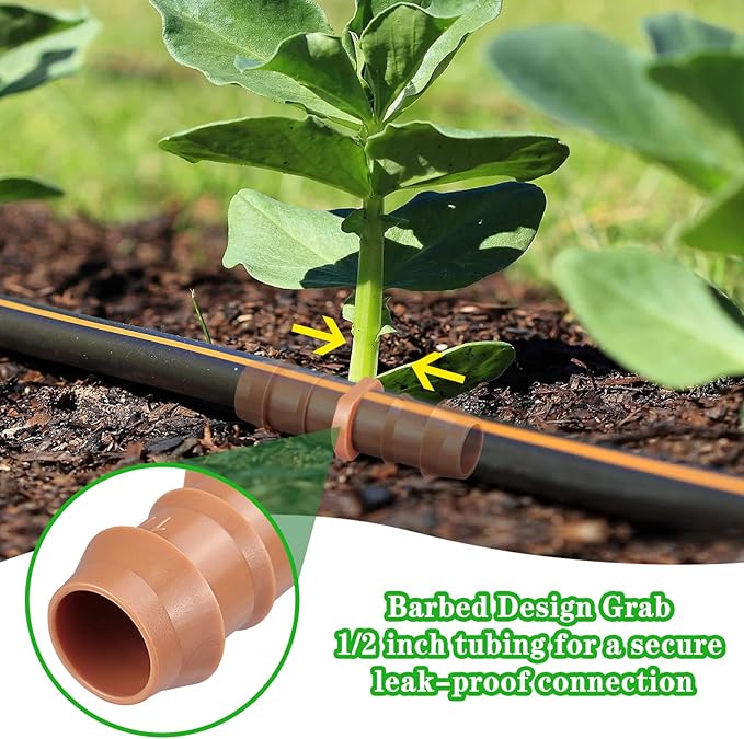 36 Pieces Drip Irrigation Kit：Drip Irrigation Parts for 1/2 Inch Drip Irrigation Tubing with 17mm 0.600" ID Drip Barbed Connectors Including 12 Couplings 10 Tees 6 Elbows 6 Plugs 2 Crosses
