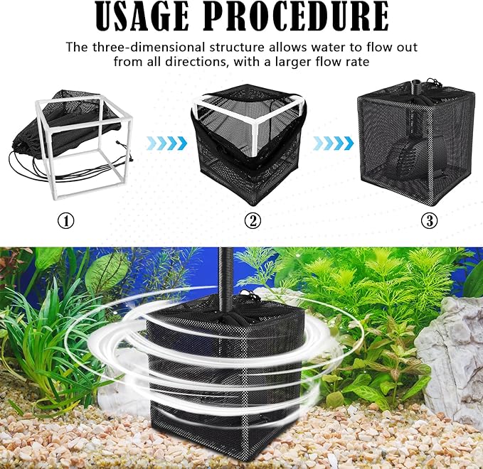 2 PCS Pond Pump Filter Bag, 10 Inch Pond Filter Box with Drawstring, Anti-Clogging Pump Barrier Bag Pump Mesh Bag for Outdoor Water Ponds Filters Pond Biological Filters