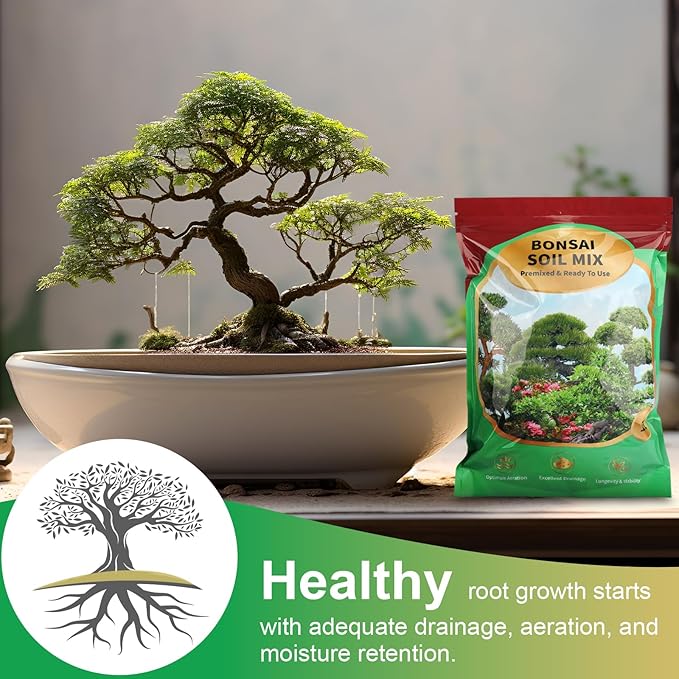 Bonsai Soil Mix 10qt, Potting Soil Mix Ready to Use for Bonsai Tree and Indoor Plants, Composed of Akadama, Lava Rock, Prumice, Bark