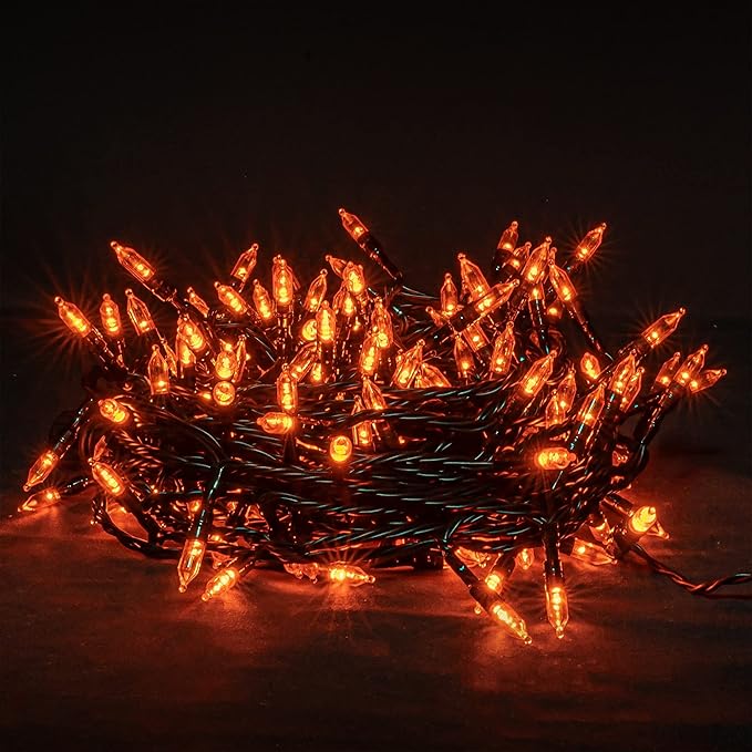 Dazzle Bright 200 LED Halloween Mini String Lights, 65FT Connectable Waterproof Plug in with 8 Modes Lights for Indoor Outdoor Patio Garden Party Decorations (2 Pack)