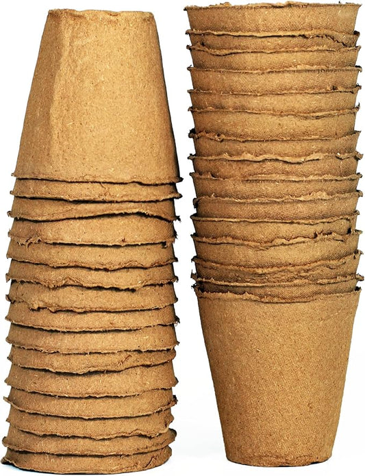 Daniel's Plants 4" Naked Pots | Large Natural Plantable Seed Starter Pots | OMRI-Listed Biodegradable Pots for Seedlings | Enhanced Aeration | Earth Freindly - Peat Free | 30 Pack 4 Inch Round