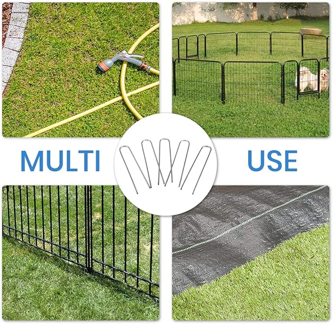 6 Inch Galvanized Garden Stakes Landscape Staples,Ground Stakes Heavy-Duty Sod Pins Anti-Rust Fence Stakes 50 Pack