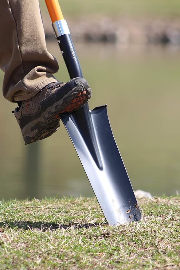 Ashman Drain Spade Shovel (2 Pack) - 48 Inches Long Handle Spade with D Handle Grip - Durable Handle with a Thick Metal Blade - Multipurpose Premium Quality Orange Shovel.