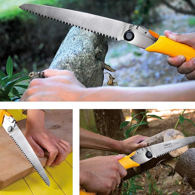 Hand Folding Pruning Saw 8 Inch Wood Tree Saw Japanese Pull Saw Razor Teeth Saw for Bone Wood Camping Backpacking Trimming Bushcraft Hunting, SK-5 Steel Blade with Non-Slip Rugged Handle.