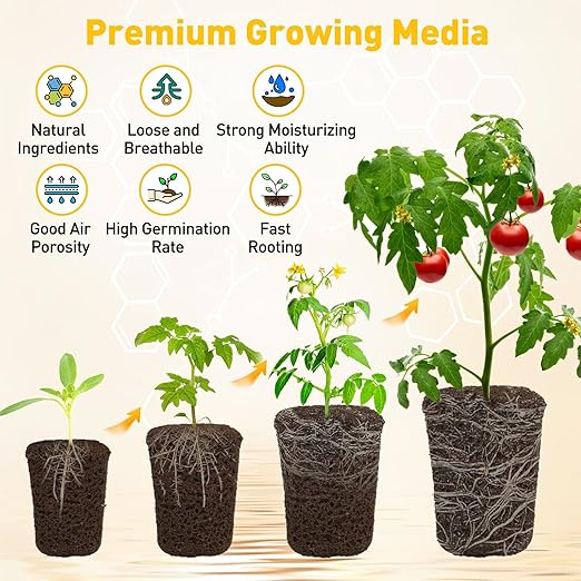 60 Pcs Square Seed Starter Plugs Hydroponic Sponges Grow Pods, Replacement Root Growth Cubes for Seeds or Cuttings Suitable for Growing System and Soil, Generally Planting Pods for Seedling Vegetable