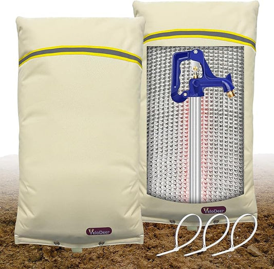 Backflow Preventer Insulation Cover, 14" W x 26" H YeloDeer Reusable Waterproof Sprinkler Valve Cover with Aluminum Foil, Outdoor Well Pump Cover Insulated for Winter Freeze Protection.