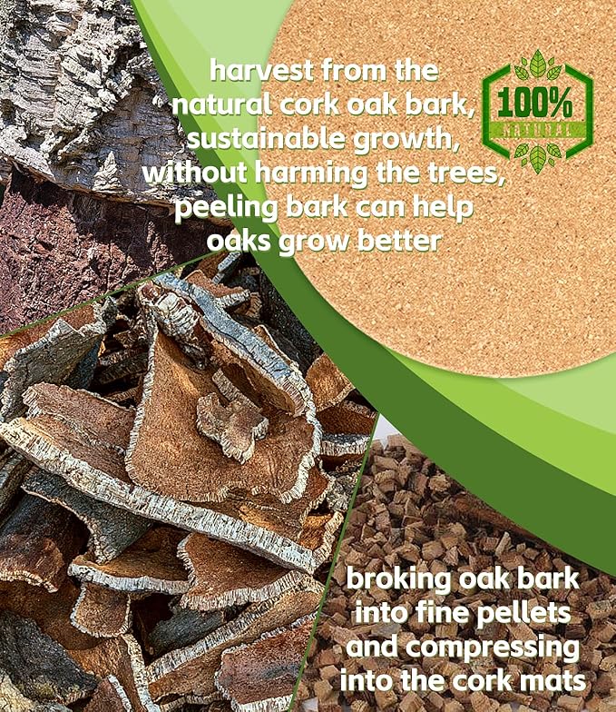 Cork Plant Coasters, Layers Hard Thick Cork Planter Coaster, 10 Inch Absorbent Cork Plant Mats, Cork Trivets for Hot Dishes, Cork Plant Coasters for House Plants, 3 Pcs