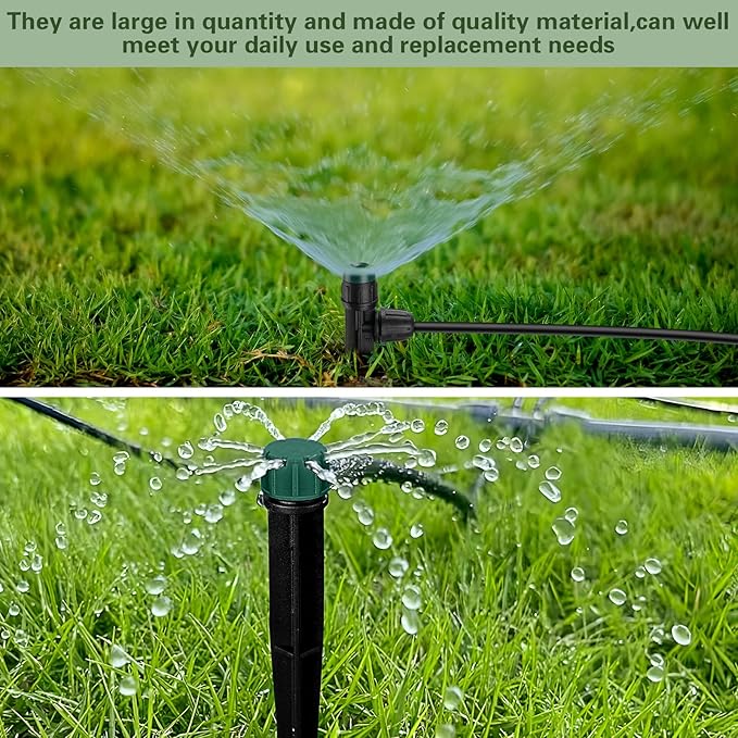 100 Pcs Drip Irrigation Emitters for 1/4" Tubing 50 Micro Irrigation Emitters Sprayer 50 Adjustable 360 Degree Water Flow Drippers for Garden Irrigation System(Green, Latch)