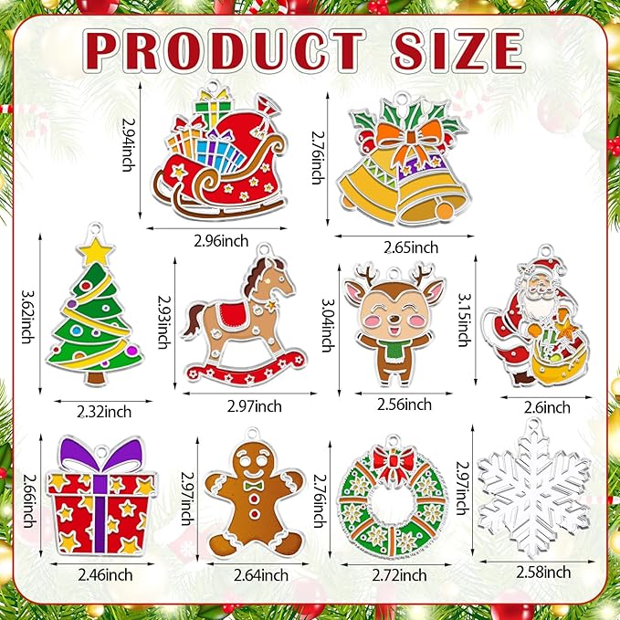 30 Sets Suncatchers Window Art Kits, DIY Sun Catchers Bulk Crafts Paint Your Own Window Ornaments for Boys Girls Classroom Home Party Birthday Activity Decor(Christmas Style)