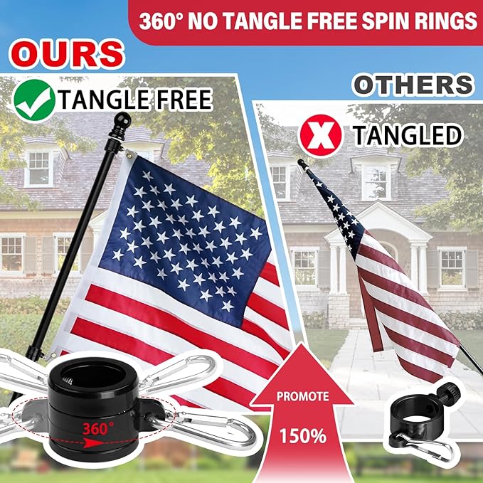 XIFAN Flag Pole Kit for Outside, 10 FT Heavy Duty Flagpole for Outdoor House in Ground, with Ground Spike for Garden Yard, Residential or Commercial