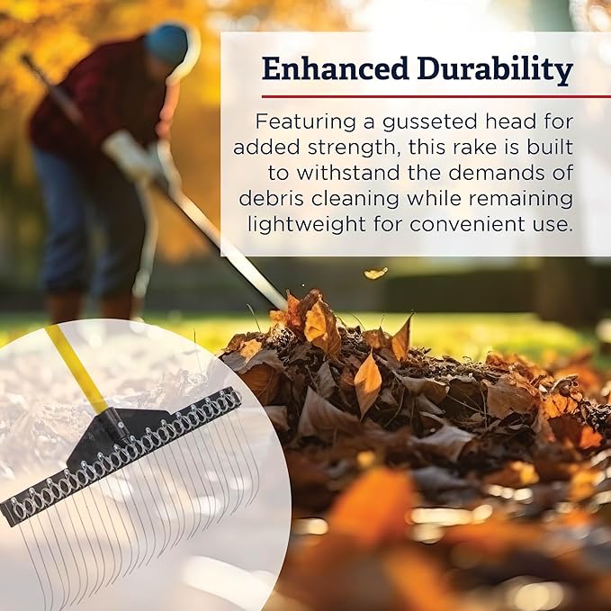 Garden Landscape Rake – 21” Head Garden Debris Rake | Elevate Your Outdoor Spaces with Precision and Efficiency | Ideal for Lawn and Garden Maintenance