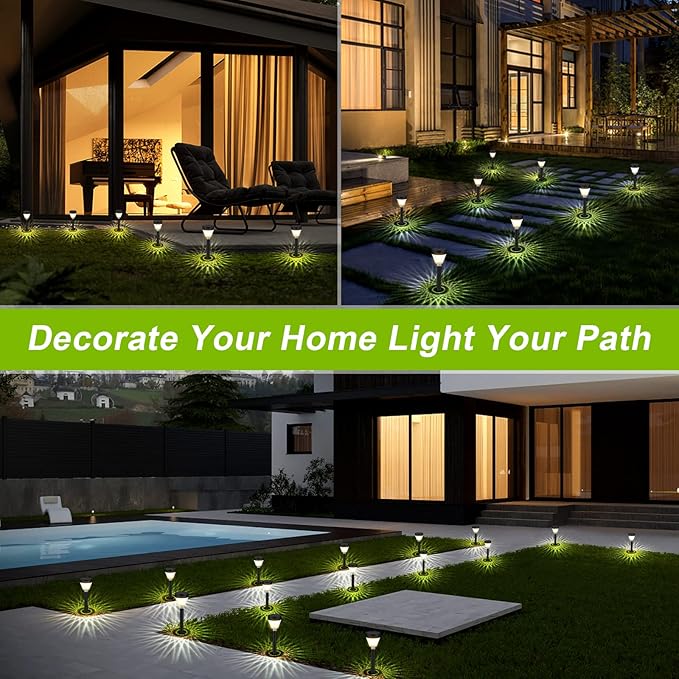 Solar Outdoor Lights, 8 Pack LED Solar Lights Outdoor Waterproof Auto On/Off for Outside, Garden Decor for Yard, Patio, Landscape, Planter, Walkway (Warm White)