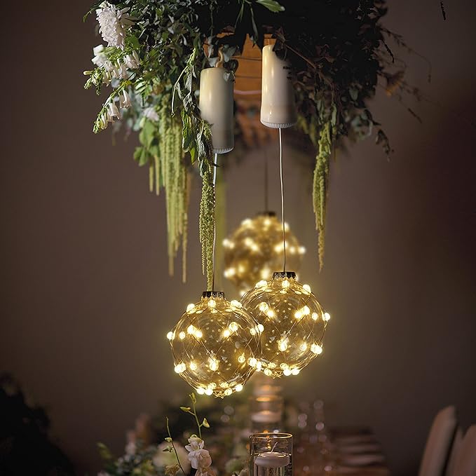 FURORA LIGHTING Ball String Lights Pack of 3, Waterproof 32 Micro LED Hanging Bubble Lights for Outdoor Party Wedding Garden Patio Yard Decor, Battery Included