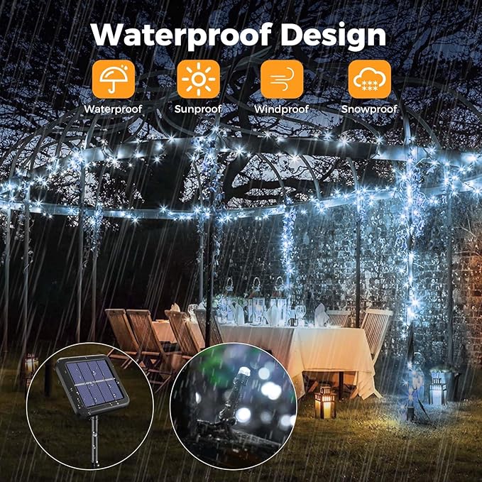 btfarm 2 Pack Solar String Lights Outdoor, Extra Long 240LED 78Ft Solar Christmas Lights Outside Waterproof, 8 Modes Solar Powered Tree Twinkle Light for Garden Yard Patio Party Decoration,Cool White
