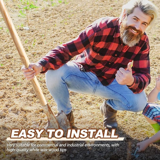 2 Pcs Wooden Shovel Handle Replacement 41" (104cm) for Long D Handle Shovels Garden Tool, 1-1/2" Diameter