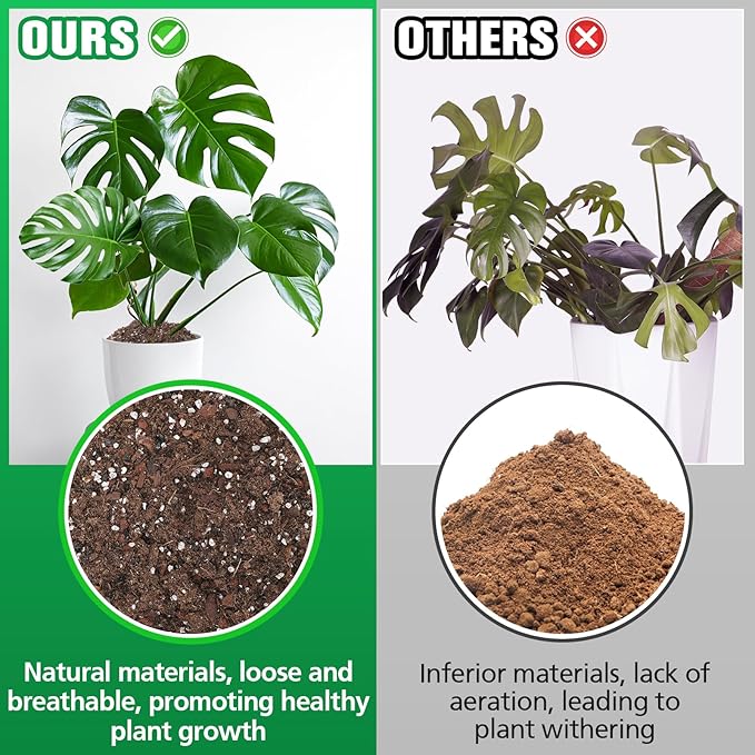 4 Quarts Monstera Soil Potting Mix - Natural Organic Tropical Plant Soil for Improving Growth Rate, Sustainable Houseplants Growing Media for Indoor Bonsai Succulents Moisture Retention Drainage