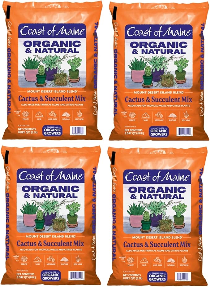 Coast of Maine Mount Desert Island Blend, 8qt (Pack of 4) Organic and Natural, Cactus and Succulent Mix - Tropical Palms and Citrus Plants