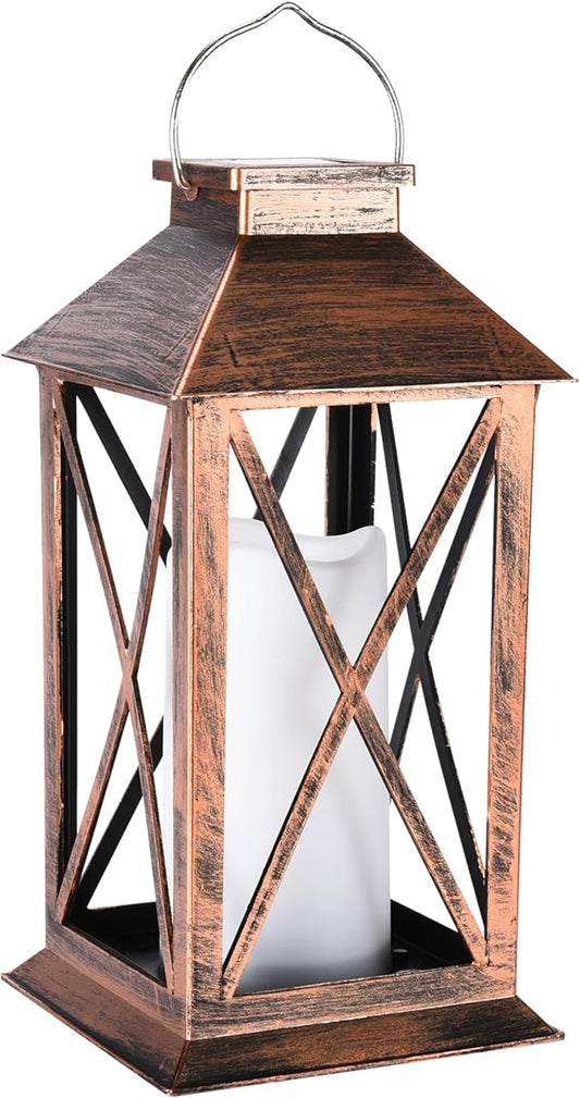 SteadyDoggie - Solar Lantern Waterproof - Decorative X Pattern Hanging Patio Lights or Table Lamp - Illuminated No Cords Jar Lantern - Colorful Light Pathway Lantern for Garden, Porch, and Backyard