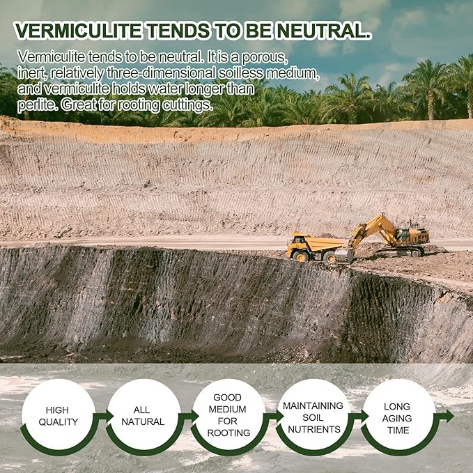 10QT Horticultural Vermiculite Bulk, Organic Vermiculite for Plants, Course Grade Vermiculite for Gardening, for houseplants, for Mushrooms, to Maintain Soil Moisture and Plant Growth(5-8mm)